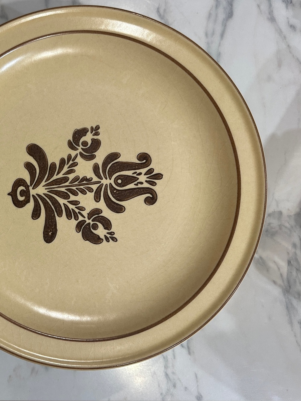Pfalzgraff Classic Floral Stoneware 6 Dinner Plates in Cream and Brown